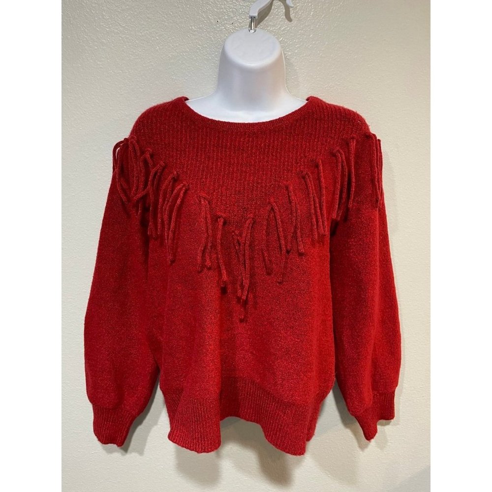 Adrienne Vittadini M Tassels Fringe Sweater